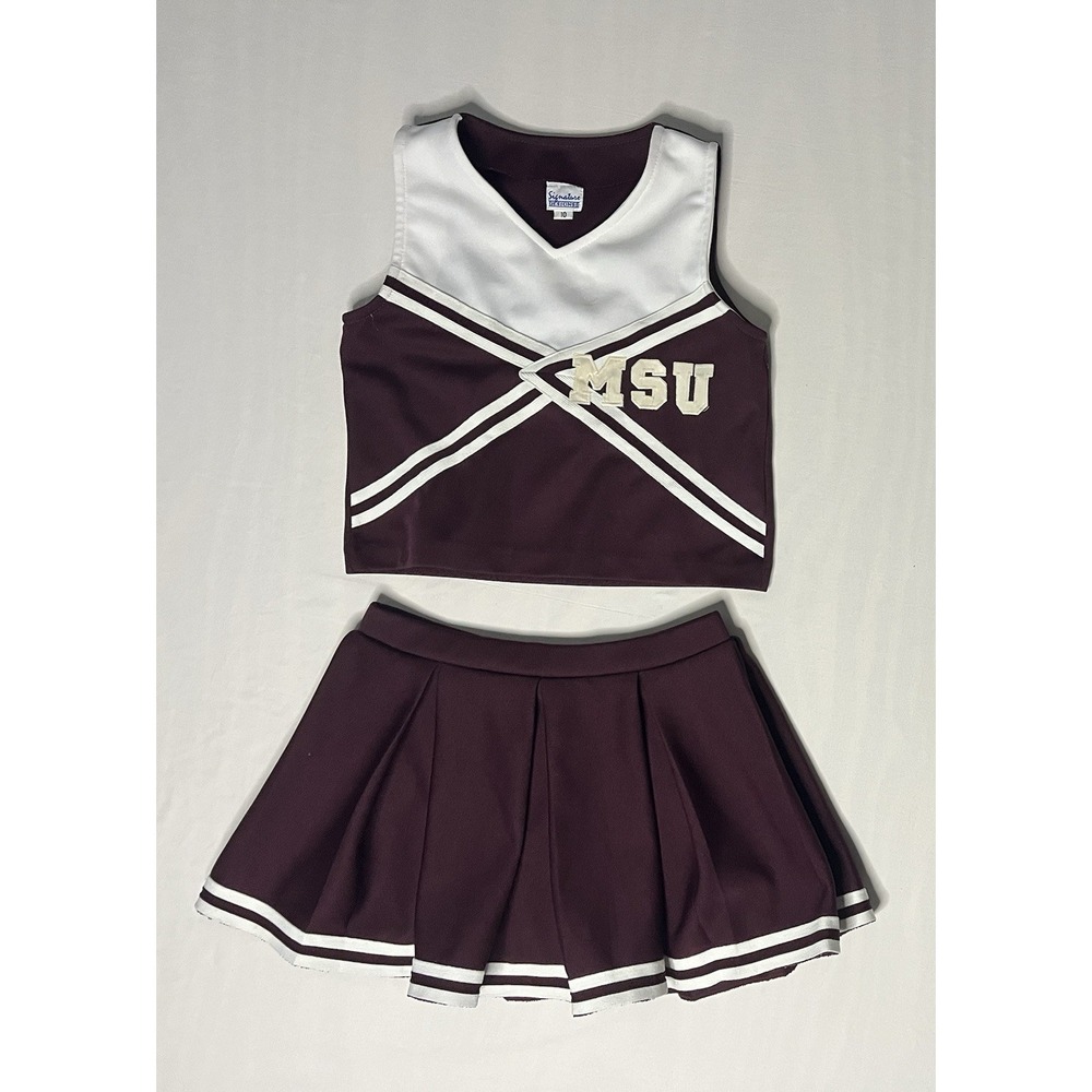 Mississippi State Bulldogs Cheerleading Top & Skirt Girls Size 10 Maroon White